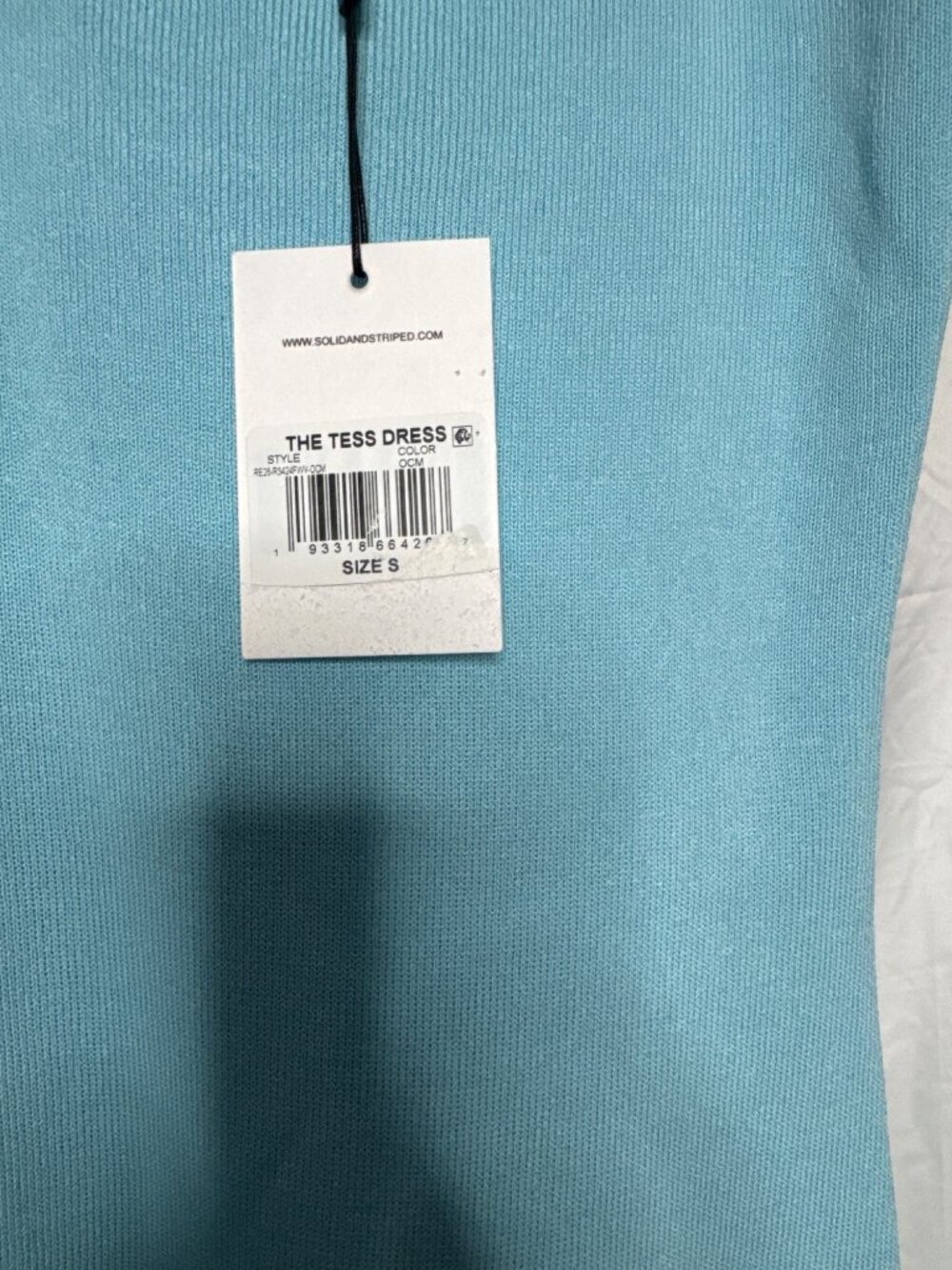 NWT Solid & Striped The Tess Dress Ocean Mist Size Small; small string pull. - Picture 8 of 11